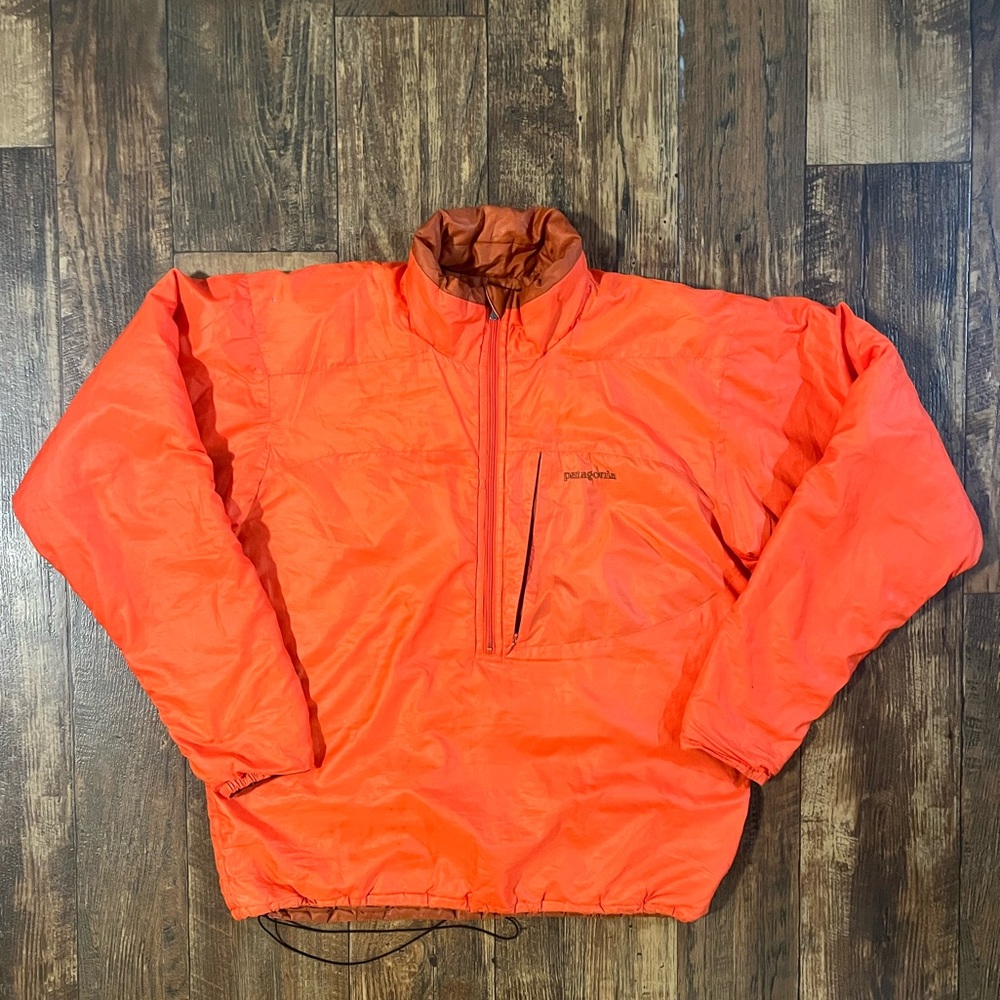 Vintage Mens Orange PATAGONIA Micro Puff 1/2 Zip Pullover Puffer